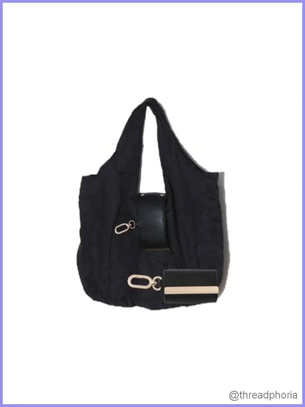 Foldable Reusable Shopping Bag Keychain Faux Leather Pouch Tote for Travel